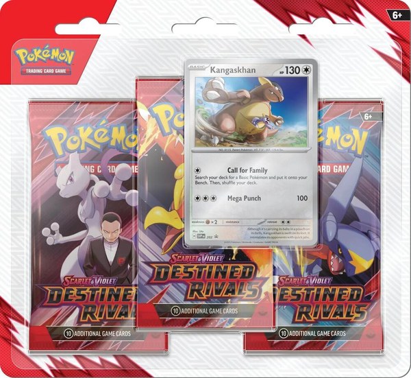 Pokemon Scarlet & Violet Destined Rivals 3 Booster Packs & Kangaskhan Promo Card Factory Sealed
